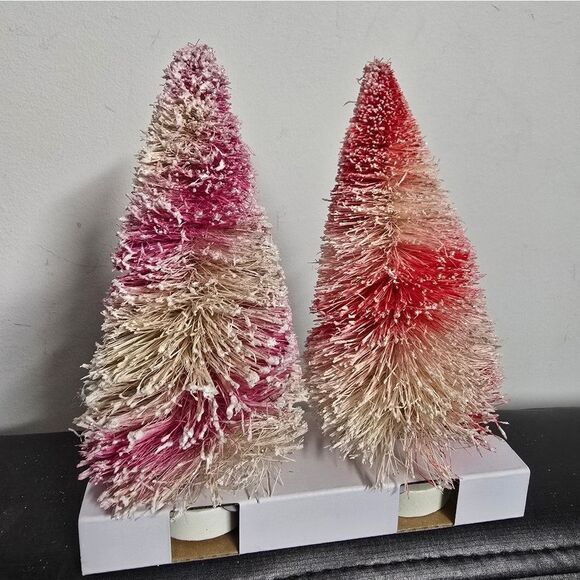 Red and Pink Holiday Decor Miniature Christmas Trees - Picture 9 of 11